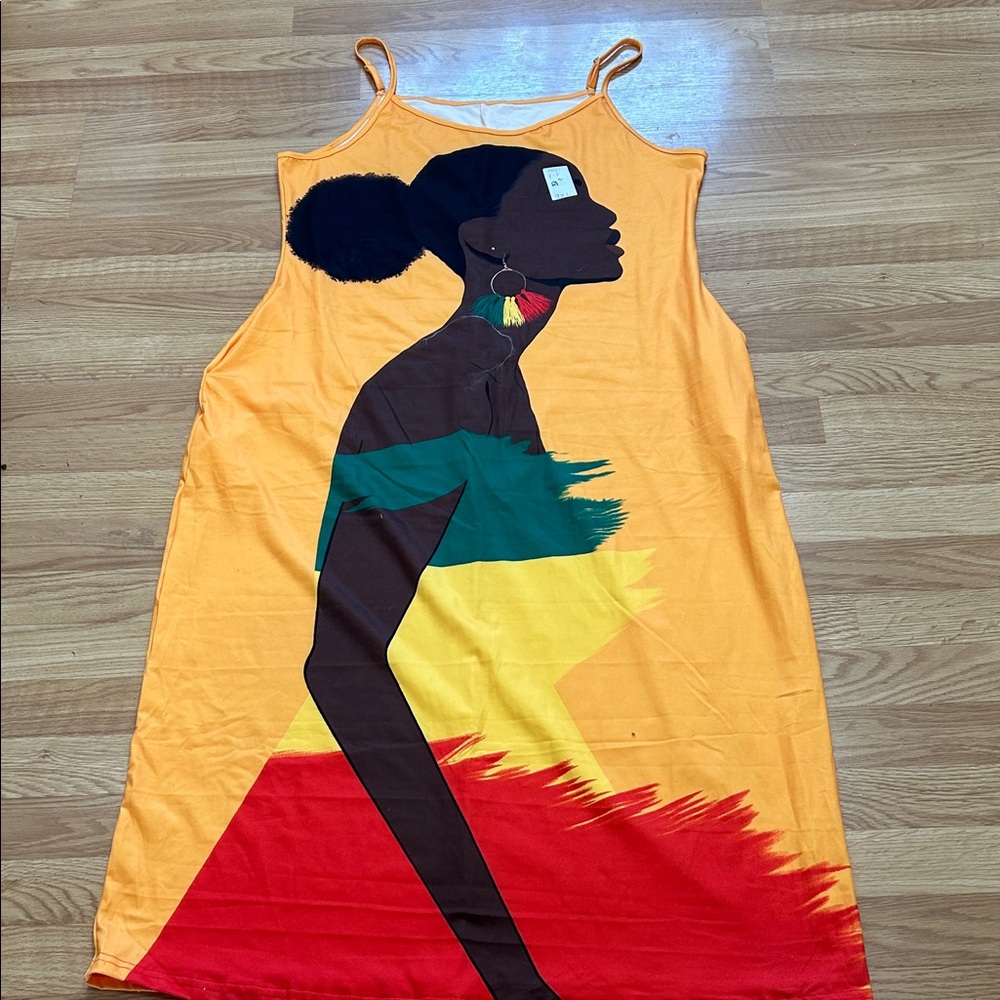 401.    Women's Orange Sleeveless Graphic Slip Dress